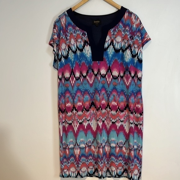Laundry by Shelli Segal mosaic colorful tunic dress size large - Picture 8 of 10